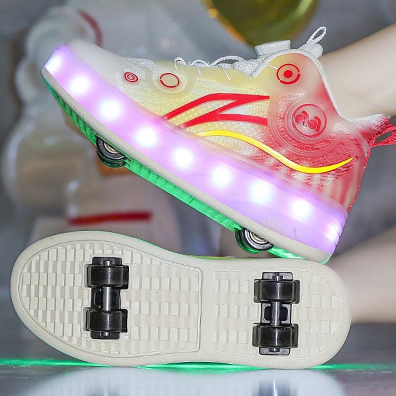 Популярные роликовые коньки детские новые кроссовки с подсветкой, зарядные роликовые коньки для девочек и мальчиков, четырехколесные кроссовки