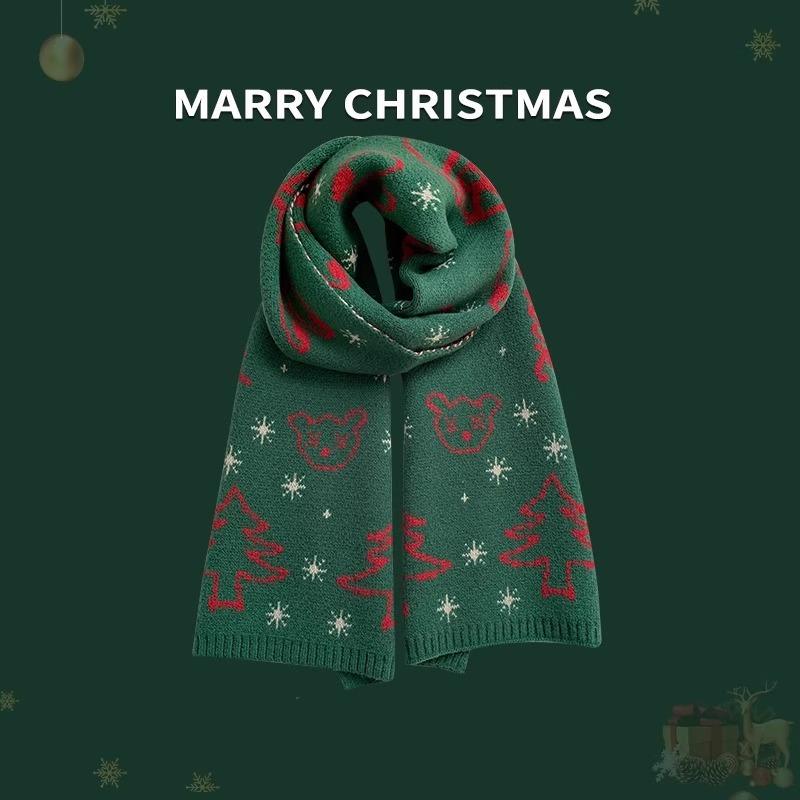 Детский шарф осень и зима новый рождественский мужской красный теплый детский шерстяной вязаный шарф для девочек утолщенный шарф