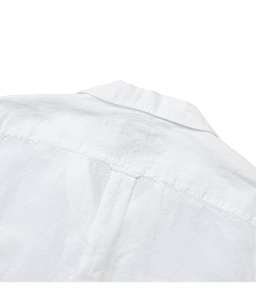 PRODESHIRT [Полуоверсайз] Кубинская льняная рубашка с открытым воротником (белый)
