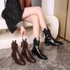 Fashion Plus Size 43 Women Victorian Ankle Boots Leather Lace Heel Shoes for Women Lace Up Spliced Fashion Ladies High Heels Woman Boots