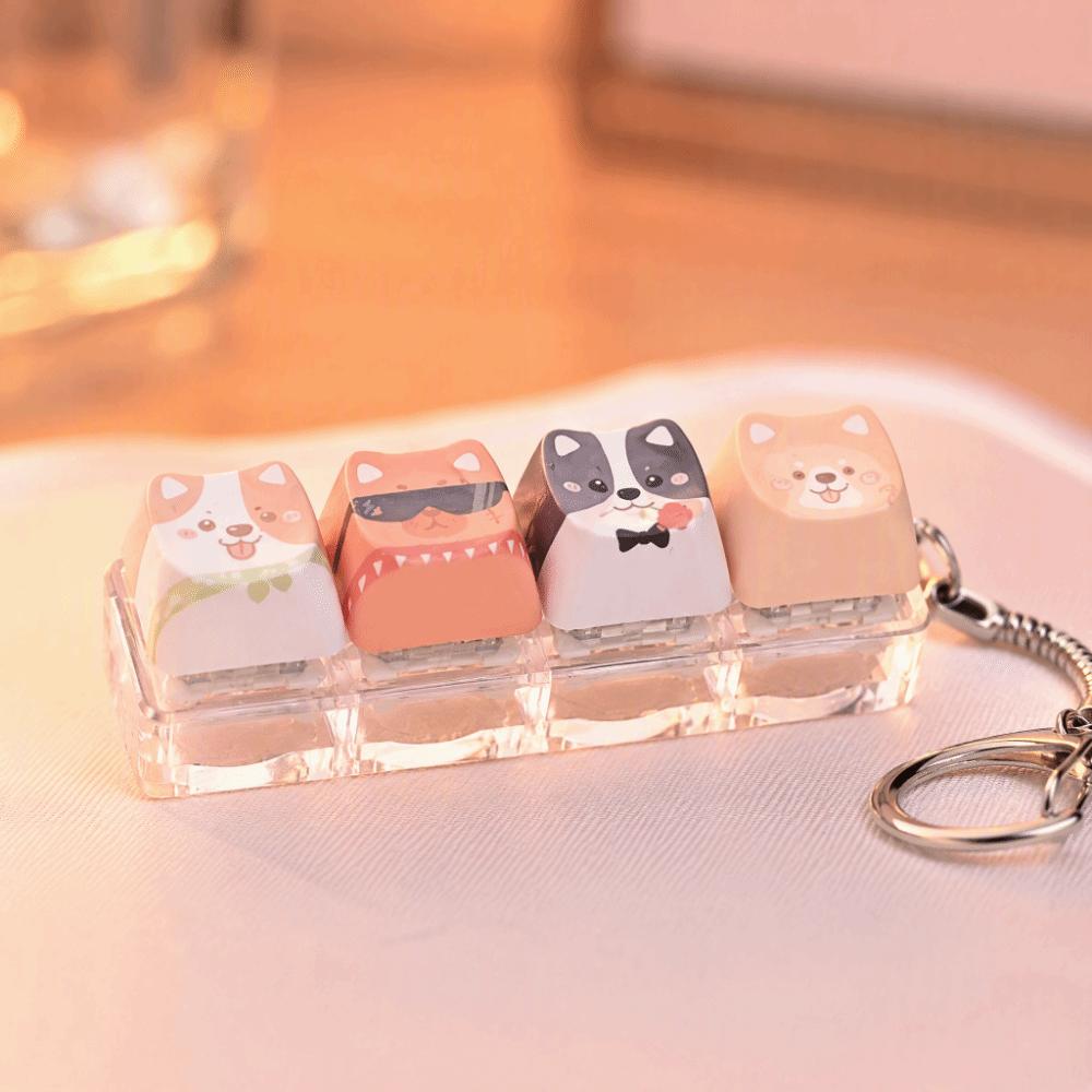 Keyboard Stress Relief Clicker Mechanical Creative Dog Keychain Children Adults