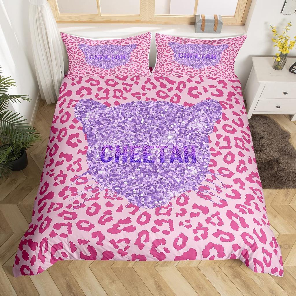 Leopard Print Duvet Cover Set King Size Colorful Cheetah Printed  2/3pcs Twin Bedding Set Africa Leopard Pattern for Girls Women