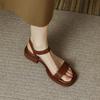 Open Toe with Low Heels Women's Shoes Buckles White Sandals for Woman Summer 2025 Office Work Footwear New Breathable Fashion