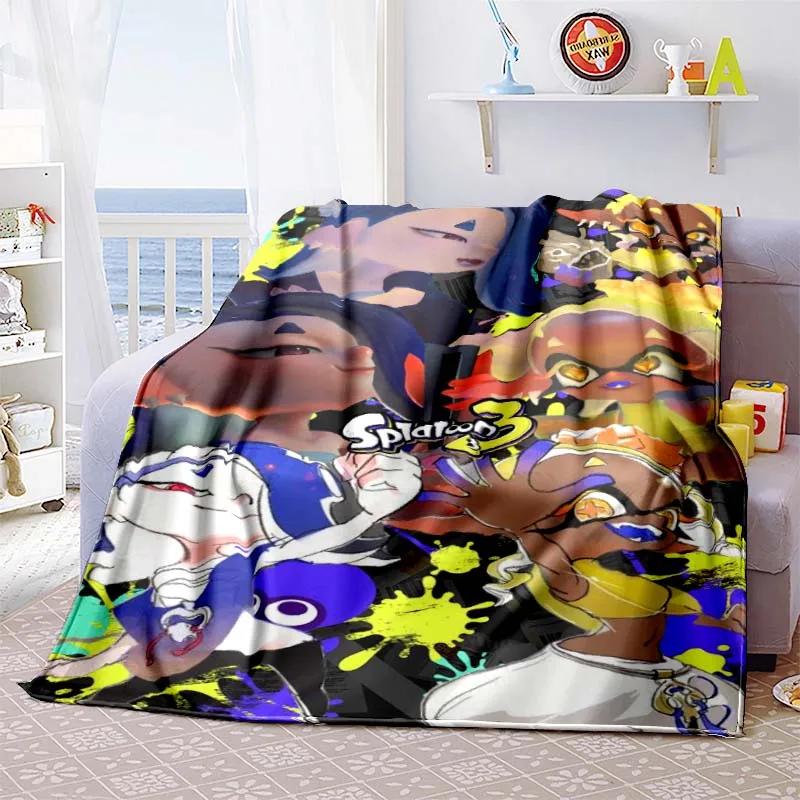 3D Game, Splatoon, Fashion Cute Cartoon Soft Plush Blanket, Flannel Blanket Game Player Bedroom Bed Sofa Nap Blanket grinch