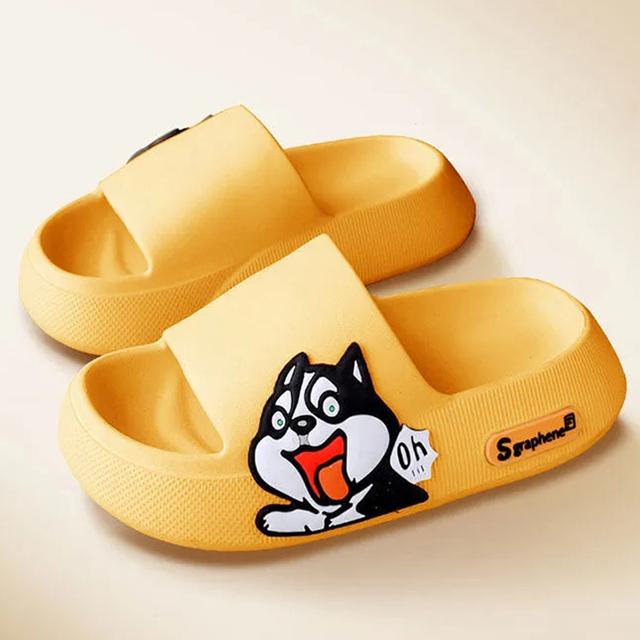 Женские тапочки на толстой подошве 5 см, милые наклейки принцессы, пляжные домашние сандалии для ванной комнаты, новые летние шлепанцы для пар, крутая обувь