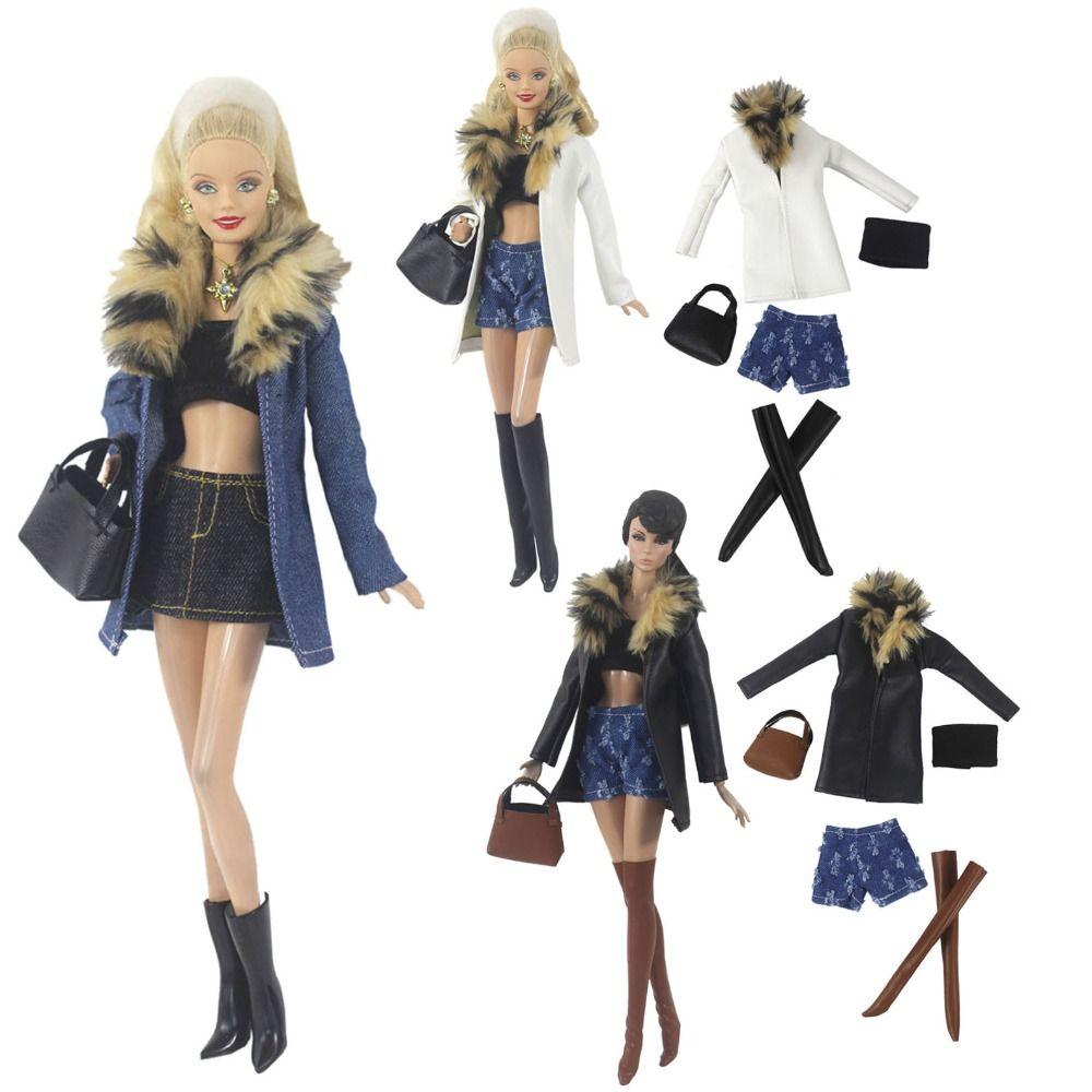 PU Leather Doll Clothes Handmade Outfit Overcoat  For 11.5 Inch 30cm Dolls/for 1/6 Bjd Dolls