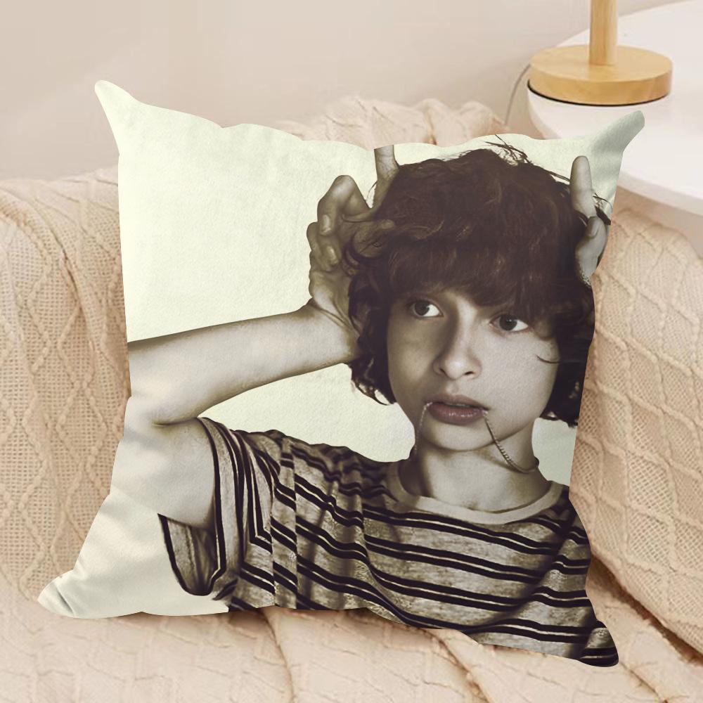 Actor FFinn WWolfhard Cushion Cover Silky Short Plush Invisible Zipper Dustproof Sofa Pillow Case for Home Decor