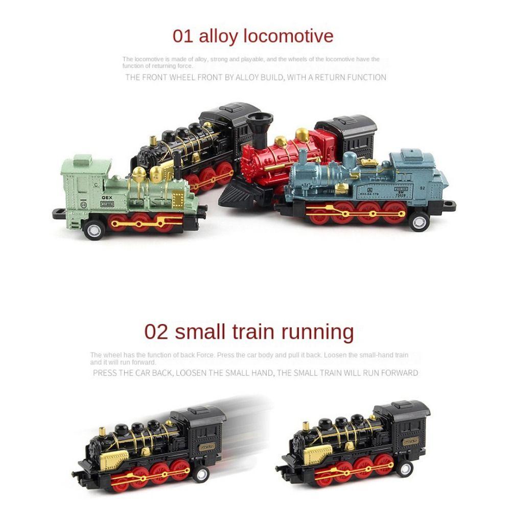 Gift Toys Vehicles Non Remote Control Pull Back Car Train Model Toy Retro Steam Train Train Toys