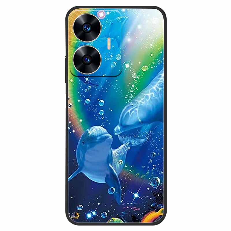 Чехол для телефона Realme C55 Черный Силиконовый Fundas Для Realme C55 RMX3710 ТПУ Мягкая Задняя Панель Coque Звезда Нарисована на RealmeC55 C 55