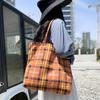 Винтажная клетчатая оранжевая сумка-тоут – Большая вместимость, Легкая, Модная тканевая сумка для поездок на работу
