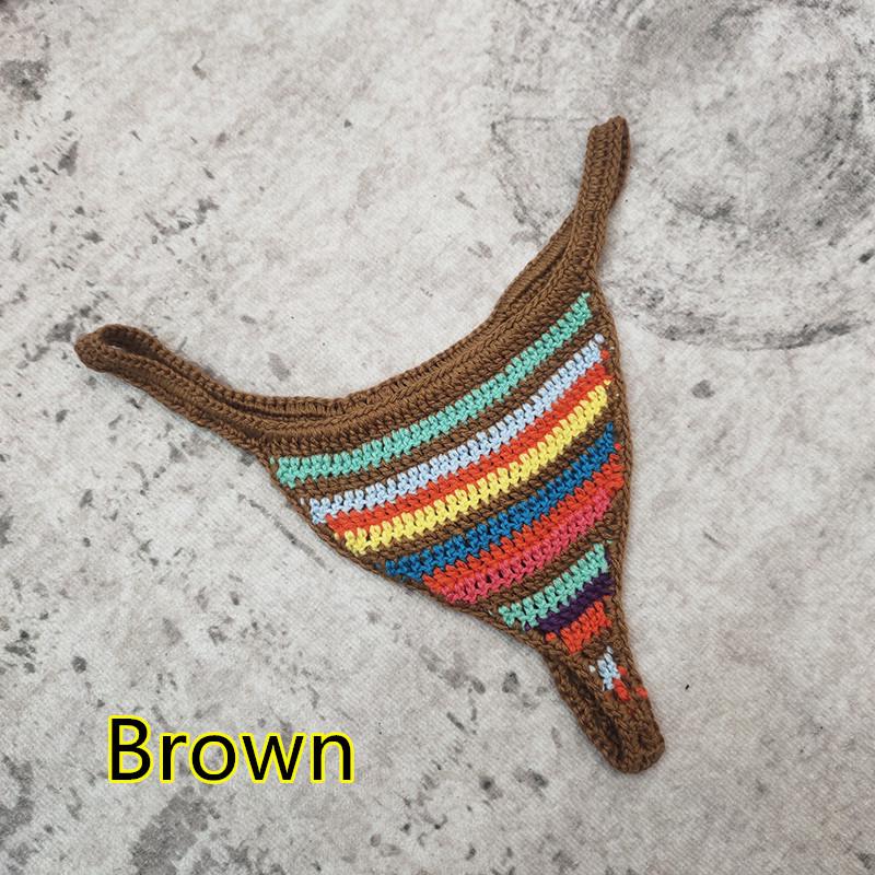 European & American Influencer Striped Handmade Crochet Bikini Set