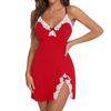 Ladies Sexy Lace Patchwork Slip Dress Nightdress Bow Underwear