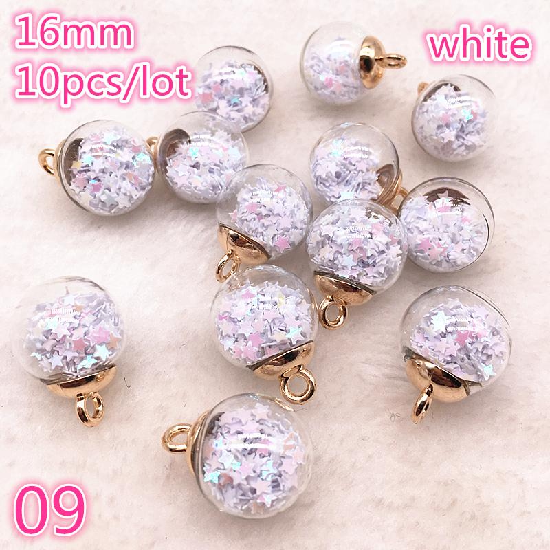Новые 16 мм Цветные Прозрачные Шарики Стеклянные Звезда/Круглые Шармы Подвеска Найти Аксессуары Для Волос Шармы Для Украшений Серьги