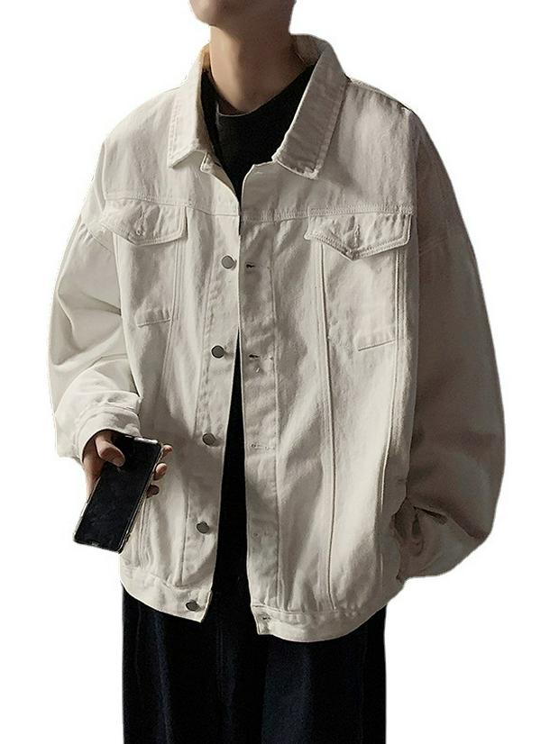 Мужская белая джинсовая куртка в гонконгском стиле, свободного кроя, универсальная повседневная рабочая одежда в корейском стиле на весну и осень