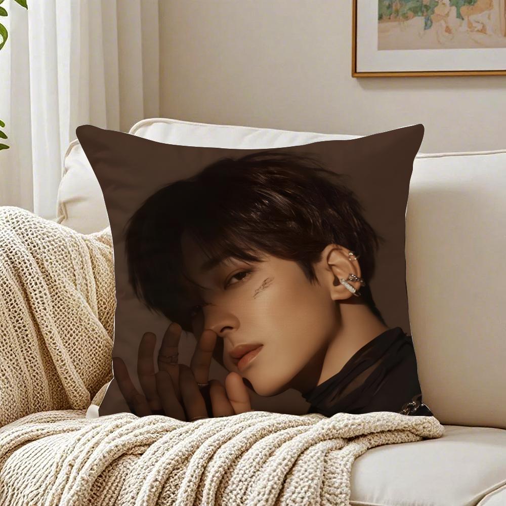 Popular Kpop Idol WWonwooS Cushion Cover Linen Pillowcase Soft  for Sofa Bed Home Room Decor