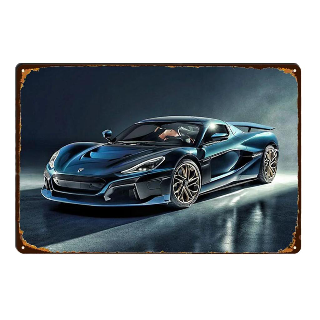 Постер Гонки на Спортивных Автомобилях Ржавый Потертый Жестяной Знак Арт Декор Гараж Бар Мужская Берлога Знаки Декоративные Таблички Стена Металл Жестяная Пластина Знак