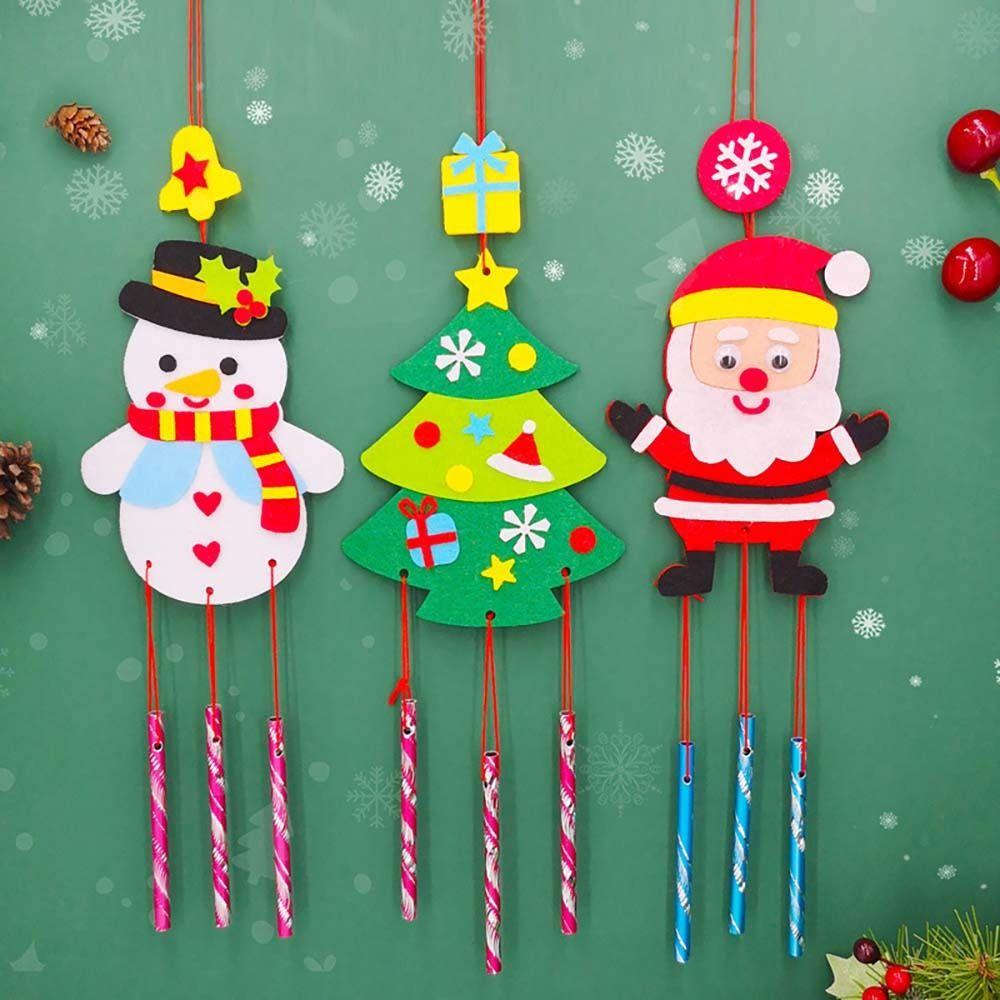 Stickers DIY Ornaments For Kids Children Christmas Toys Wind Chimes Windbell Christmas Decoration