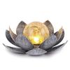 Solar Lights Outdoor Garden, Crackle Globe Glass Lotus Decoration, Waterproof LED Metal Flower Lights