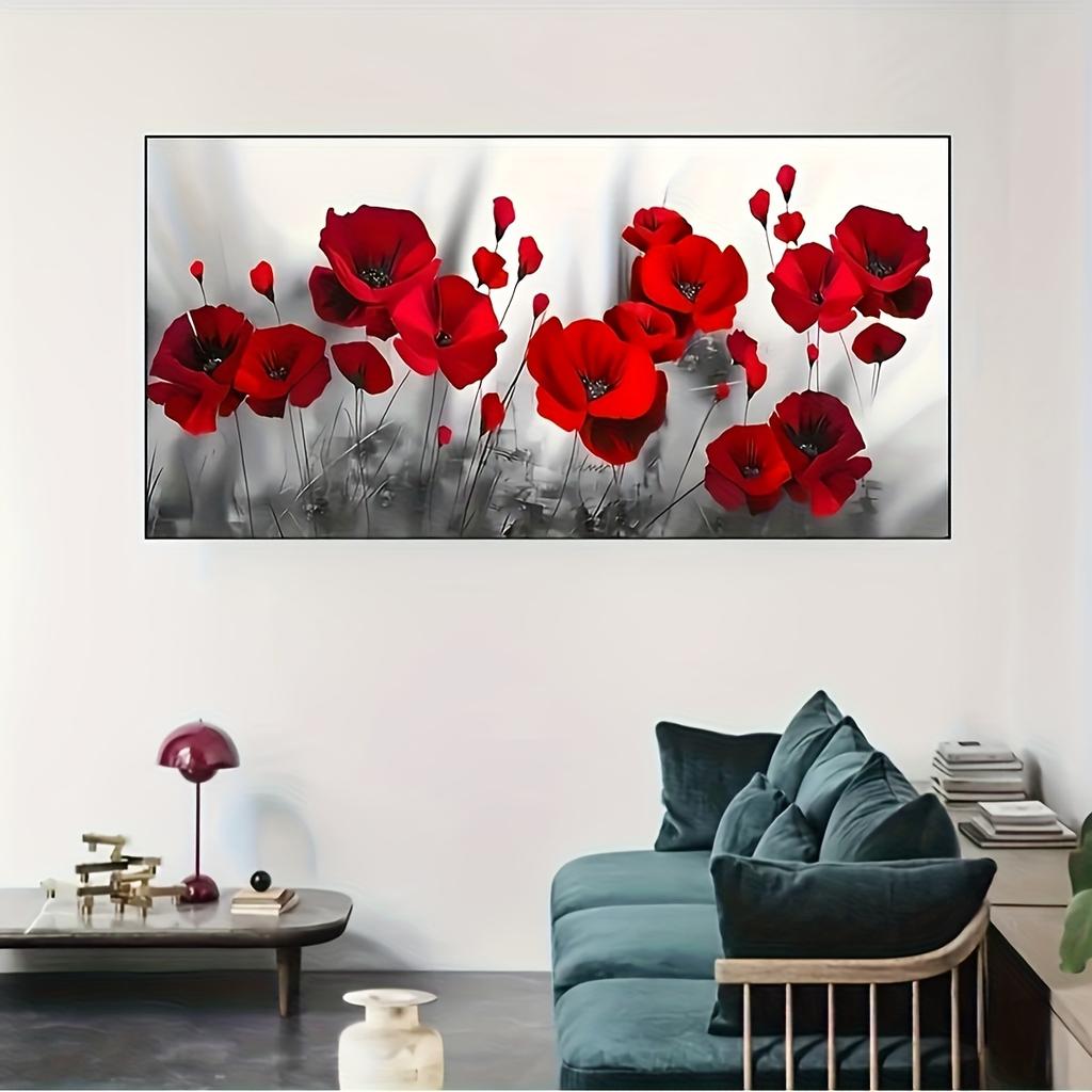 1 piece of canvas painting, abstract red flower painting wall art decoration, used for living room wall decoration, bedroom wall