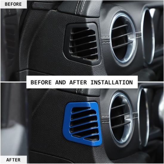 2xInner Blue Dashboard Side AC Air Outlet Vent Cover for Jeep Wrangler JL JT 18+