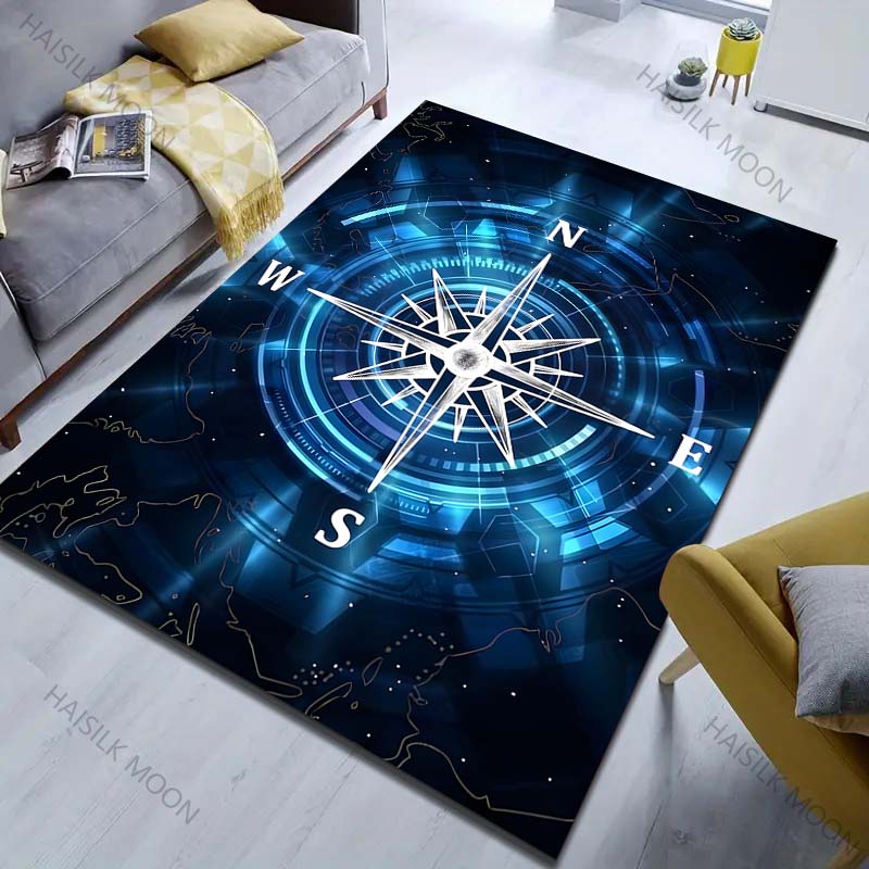 Blue fantasy compass Pattern Carpet for Bedroom Living Room Bedside Sofa Floor Mat Modern Home Decor Area Rug Large Size