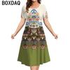 Vintage Tribal Ethnic Floral Graphic Elegant Women's Dress 2025 New Summer Short Sleeve O-Neck Casual Loose A-Line Dress Vestido