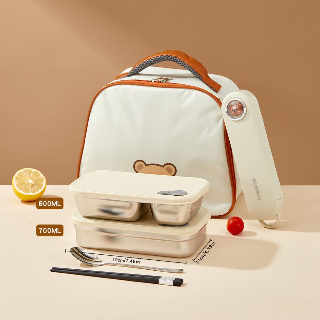 304 Stainless Steel Bento Box With Lid Portable Sealed Divided Lunch Box For Kids Student School Fruit Salad Lunch Container