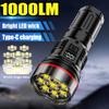 8*LED Powerful Flashlight Built-in Battery USB Rechargeable Portable LED ABS Torch Waterproof Camping Torch Outdoor Lantern