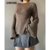 Женский осенний новый темпераментный расклешенный рукав трикотажный топ с завязками сексуальный джемпер с открытой спиной