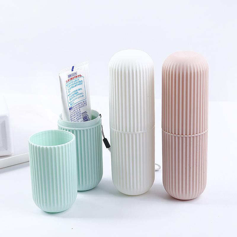 Mouthwashing Cups Plastic Cylinder Storage box Brushing Cups Portable Toothbrush Holder Toothpaste Storage Box For travel Simple Accessories