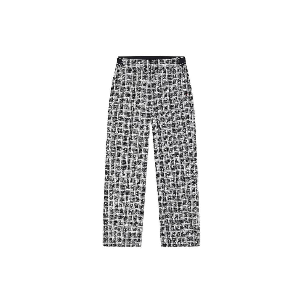 Fila Fleece Houndstooth Straight Leg Woven Casual Pants Women Bottoms Legendary-Blue F11W411802F-NV