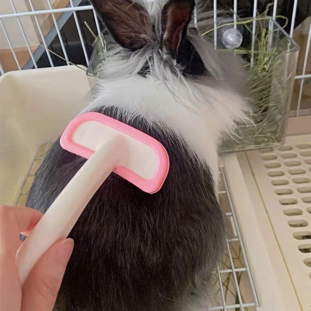 Pink and White Small Pet Comb Silicone Pet Silicone Comb Rabbit Fur Brush  Pet Home