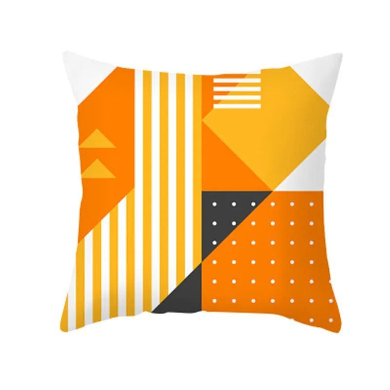 Orange Geometric Abstract Throw Pillow Cover With Short Plush Print For Living Room Sofa Decoration Cushion Cover Pillow Covers