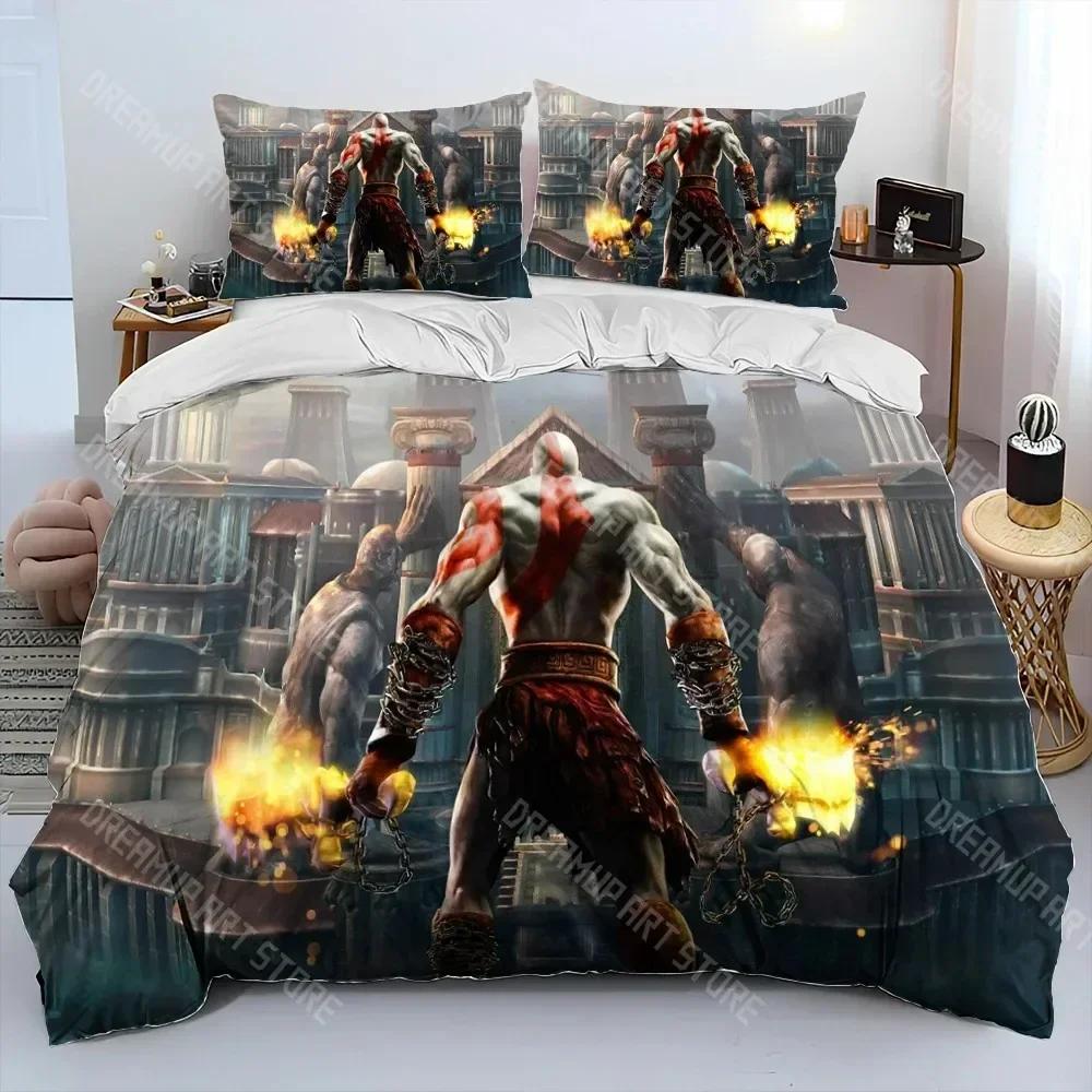 God of War Игра Игроки Кратос Одеяло Постельное белье Комплект, Пододеяльник Постельный комплект Покрывало Наволочка, king Queen Размер Постельное белье Дети