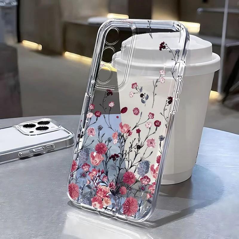 Чехол для телефона с цветочной лозой для Samsung Galaxy S26 S25 S24 S23 S22 S21 S20 FE Note20 Note10 Edge Plus Ultra Lite 5G Прозрачная крышка