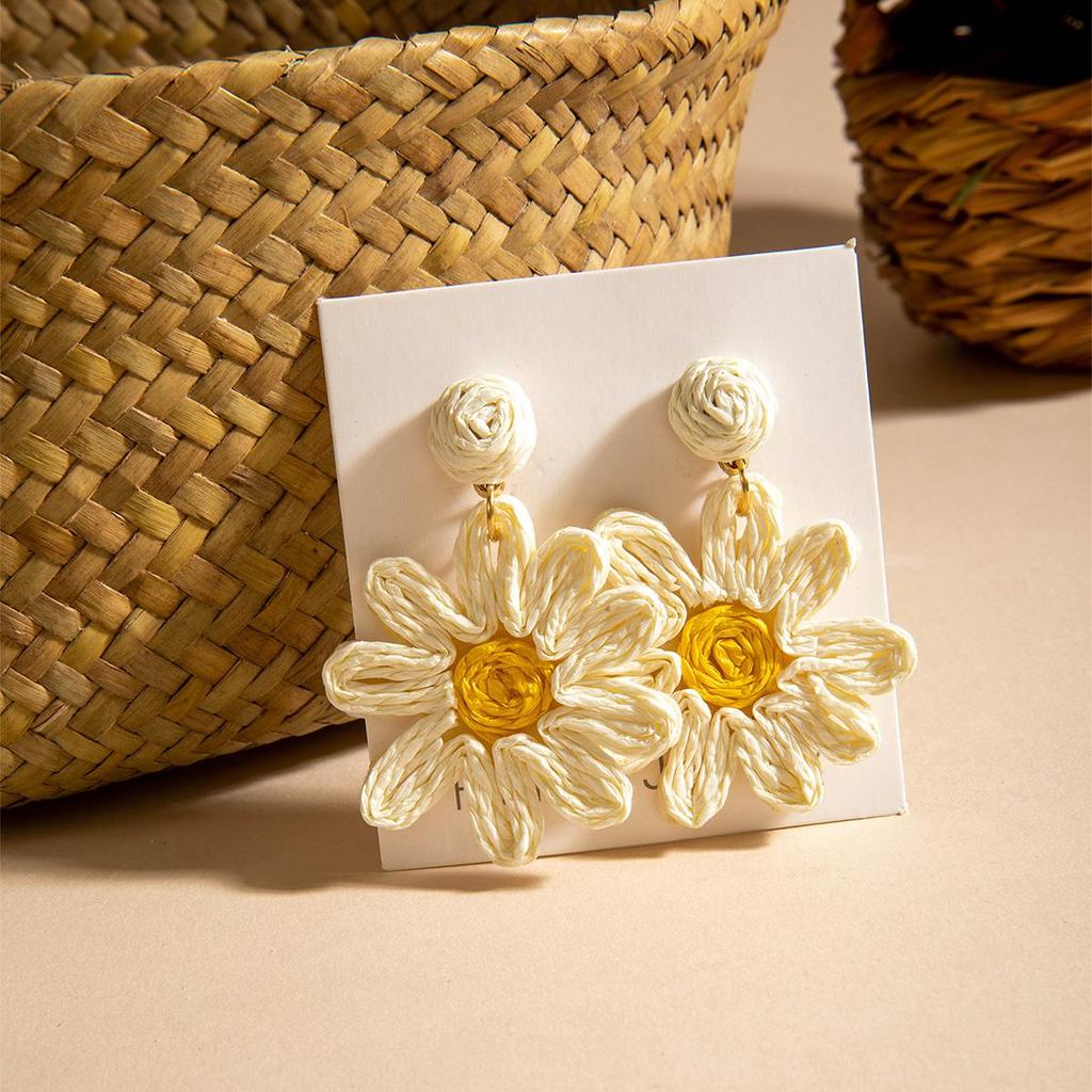 Серьги-подвески из свежей, нежной, красочной травы Лафита в виде плетеного цветка в стиле морского отпуска, универсальные, персонализированные серьги, ювелирные изделия