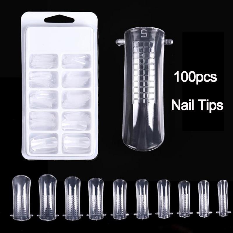 "Nail Art Extension Tips - 120 Ballet Style Square Tips with Full Adhesive Stickers"