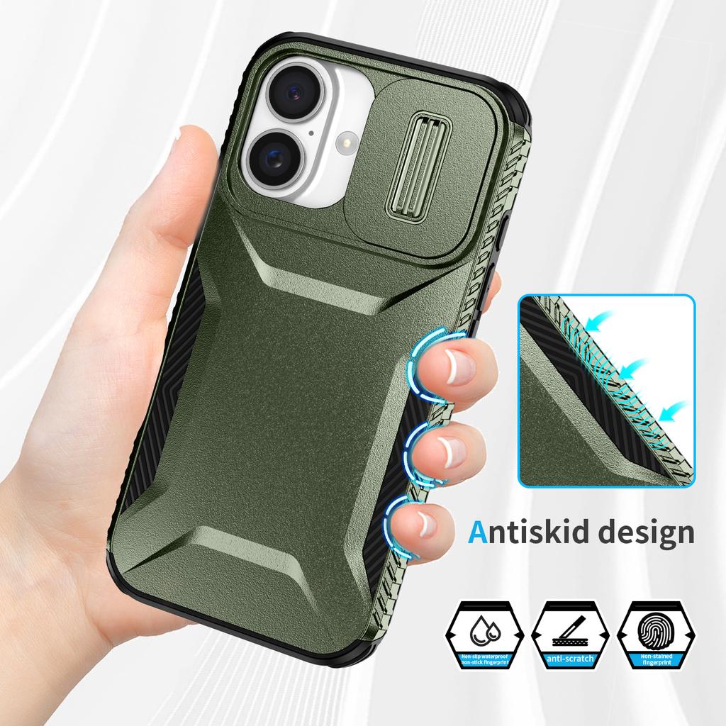 For iPhone 16 Plus Case TPU+PC Slide Lens Protection Phone Cover