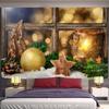 Christmas Pop Hanging Window View Printing Home Decor Tapestry Christmas Gift Bedroom Wall Decor Polyester Backdrop Fabric