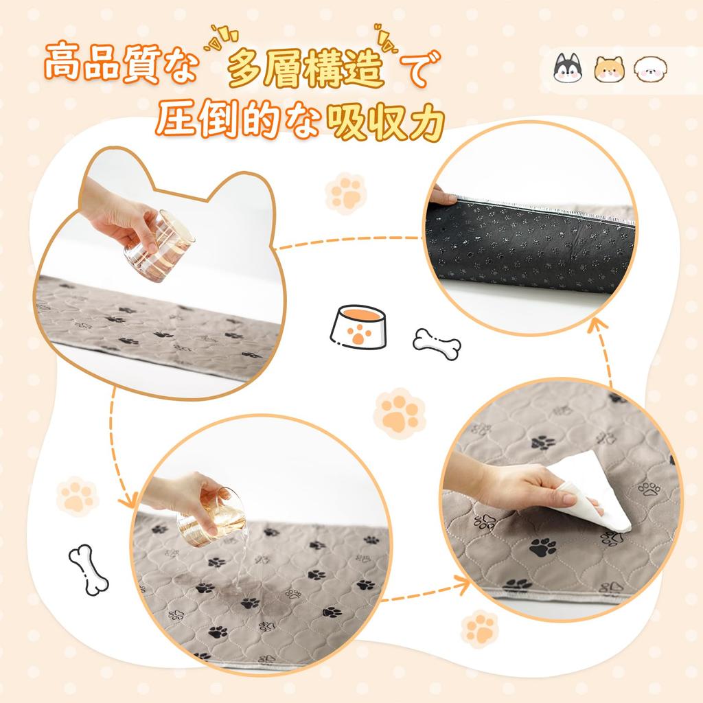 LYNCOHOME Стираемый коврик для домашних животных для собак и домашних животных Милый узор шириной 100 см Кошки, Простыни, Нескользящий, Многоразовый, (Набор 2),