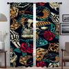 Skull Halloween Decoration Blackout Curtains for Living Room Shades Tulle for Bedroom Home Interior Curtains 2 Pieces Partition