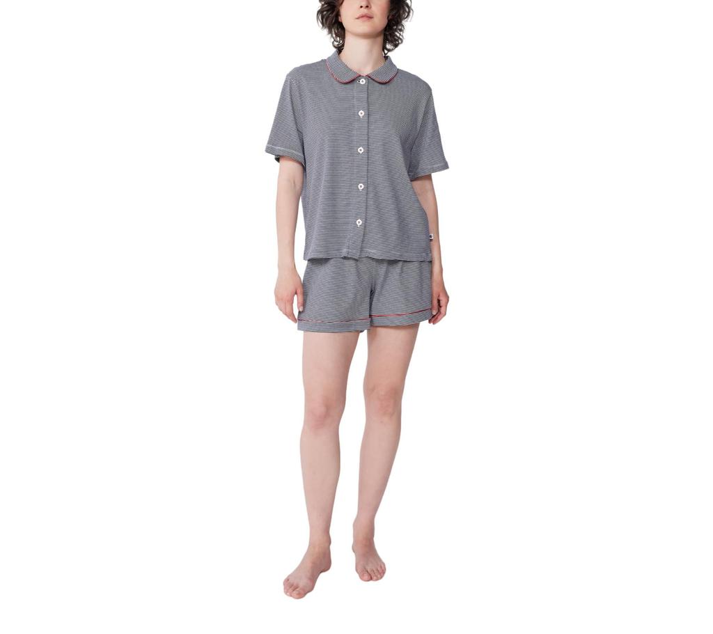 Petit Bateau Short Sleeve Pajamas A0CJW XXS Navy/Off-White