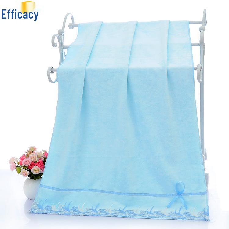 Мягкие, Впитывающие Банные Полотенца из Микрофибры с Кружевной Отделкой - Набор из Двух Штук, Гипоаллергенные