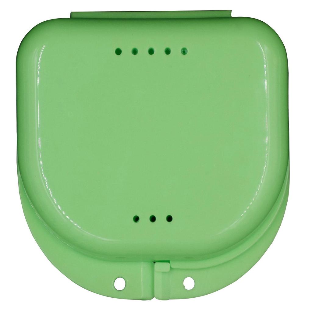 Компактный синий пластиковый контейнер для хранения и чистки зубных протезов с вентиляционными отверстиями