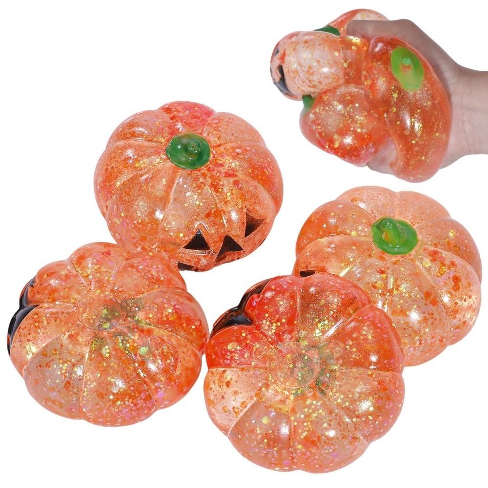 Soft Texture Halloween Pumpkin Squeeze Toy Glittering Fidget Sensory Kids Adults