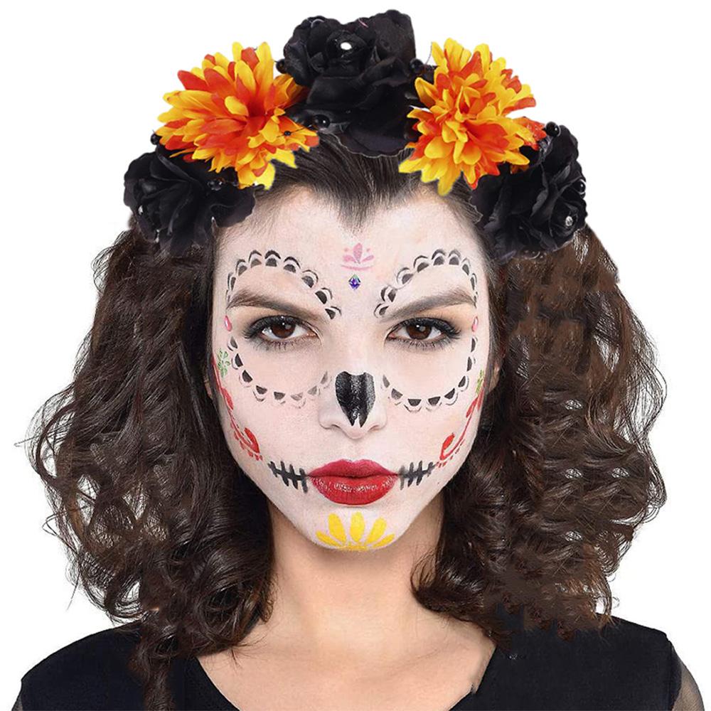 Головной убор в виде черепа паука на Хэллоуин, карнавальный костюм, мексиканская роза, корона для женщин