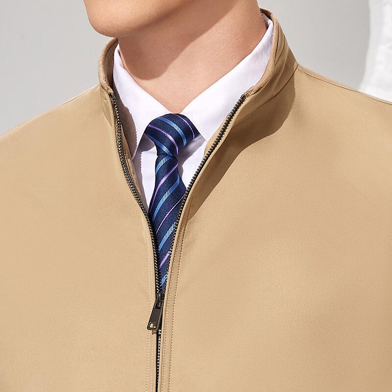 Antonio Men's Business Casual Stand-Collar Zip Jacket with Silk Blend