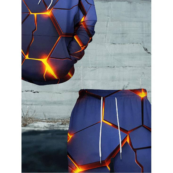 Худи в стиле Lava Crack Tech 3D-печать Неповседневное Набор из 2 шт.