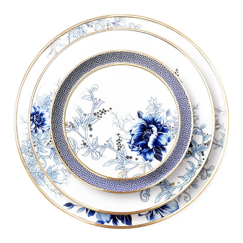 Китайские большие блюда и наборы тарелок, высококачественный костяной фарфор, кофейная чашка, керамические обеденные тарелки