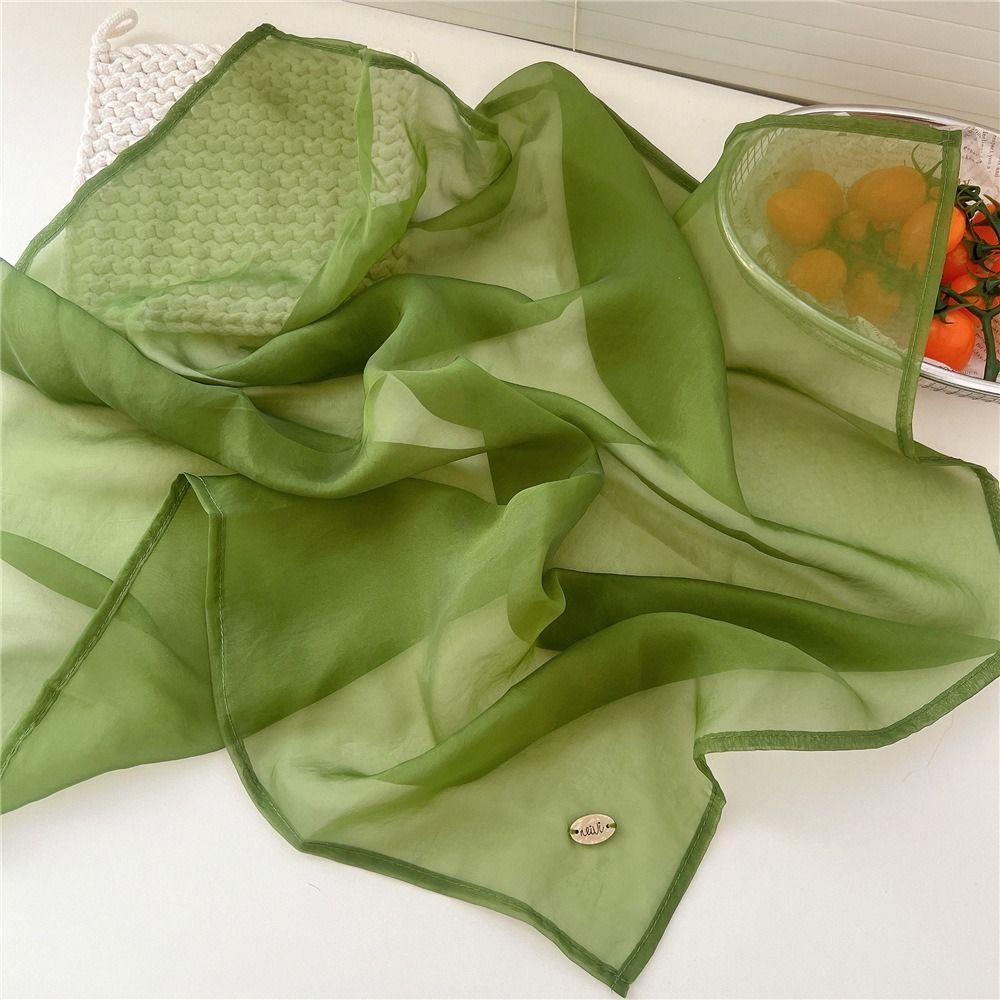 Thin Cotton Linen Scarves Transparent Pure Color Silk Scarf Elegant Small Square Scarf Beach